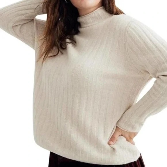 Madewell Womans Small Tan Ribbed Cashmere Sweater - Picture 1 of 13